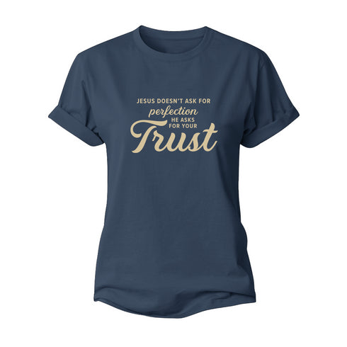 Women's Jesus Doesn't Ask For Perfection Cotton T-Shirt